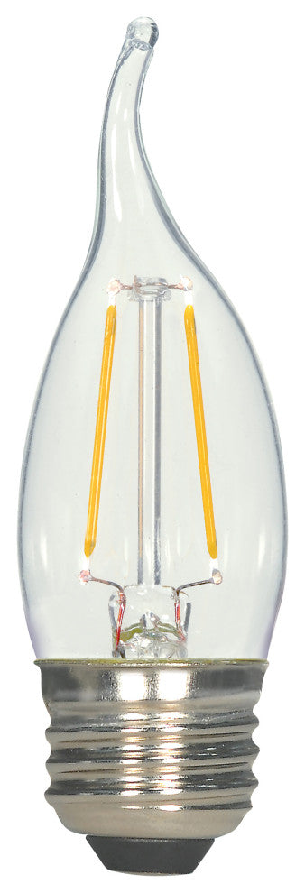 2.5W CA10 LED, Clear, Medium Base, 2700K, 120V, 2-Card
