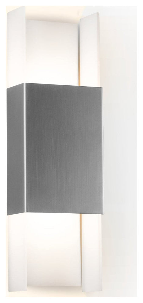 Ansa Outdoor LED Sconce, Marine Grade Brushed Stainless Stee, Warm White