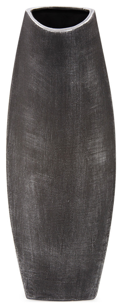 Textured Black Free Formed Ceramic Vase, Tall