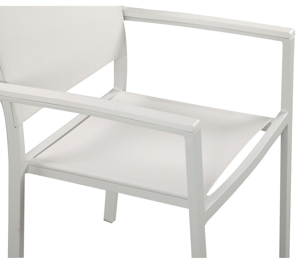Benzara BM287793 21" Set of 6 Dining Chairs, Aluminum Frames, White Fabric