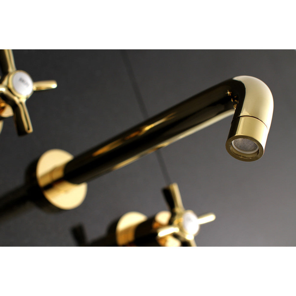 Kingston Brass 2-Handle Wall Mount Roman Tub Faucet, Polished Brass