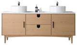 Newton Bath Vanity, Whitewash Oak, 72", Double Sink, Freestanding