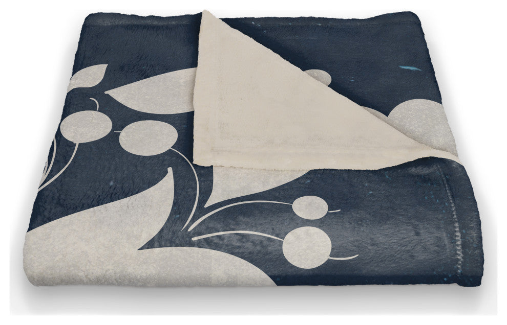 Indigo Flower Print 50x60 Coral Fleece Blanket