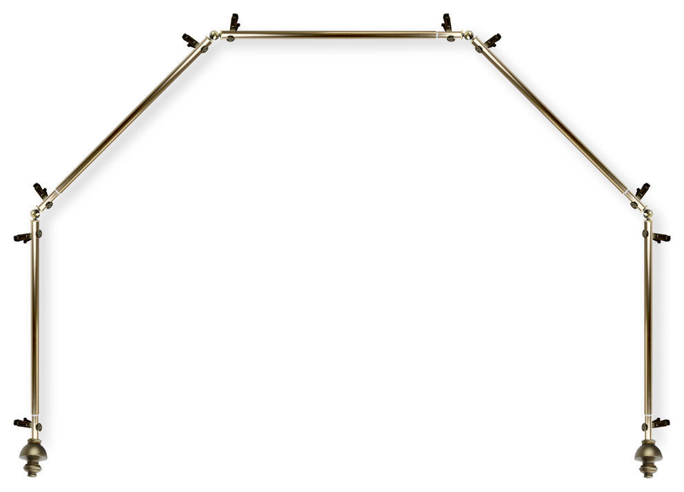 Madalena 13/16" 5-Sided Bay Window Curtain Rod, Antique Brass