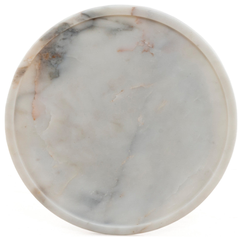Viola Accent Table-Polished White Marble