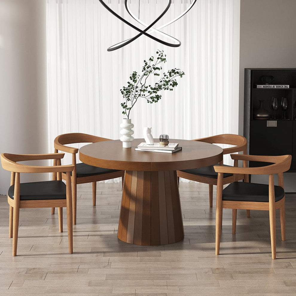 apandi Oval & Round Extendable Wood Dining Table, Walnut