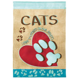 Flag  Double Applique  Cats Leave Pawprints Burlap  Garden