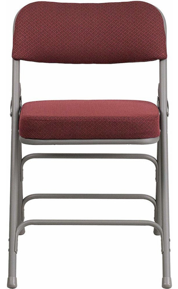 Triple Braced & Double Hinged Burgundy Fabric Metal Folding Chair pack of 4