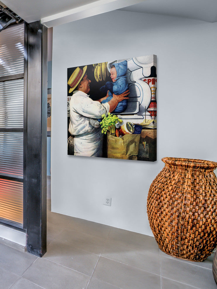 "Babies and Bananas" Painting Print on Canvas by Stevan Dohanos