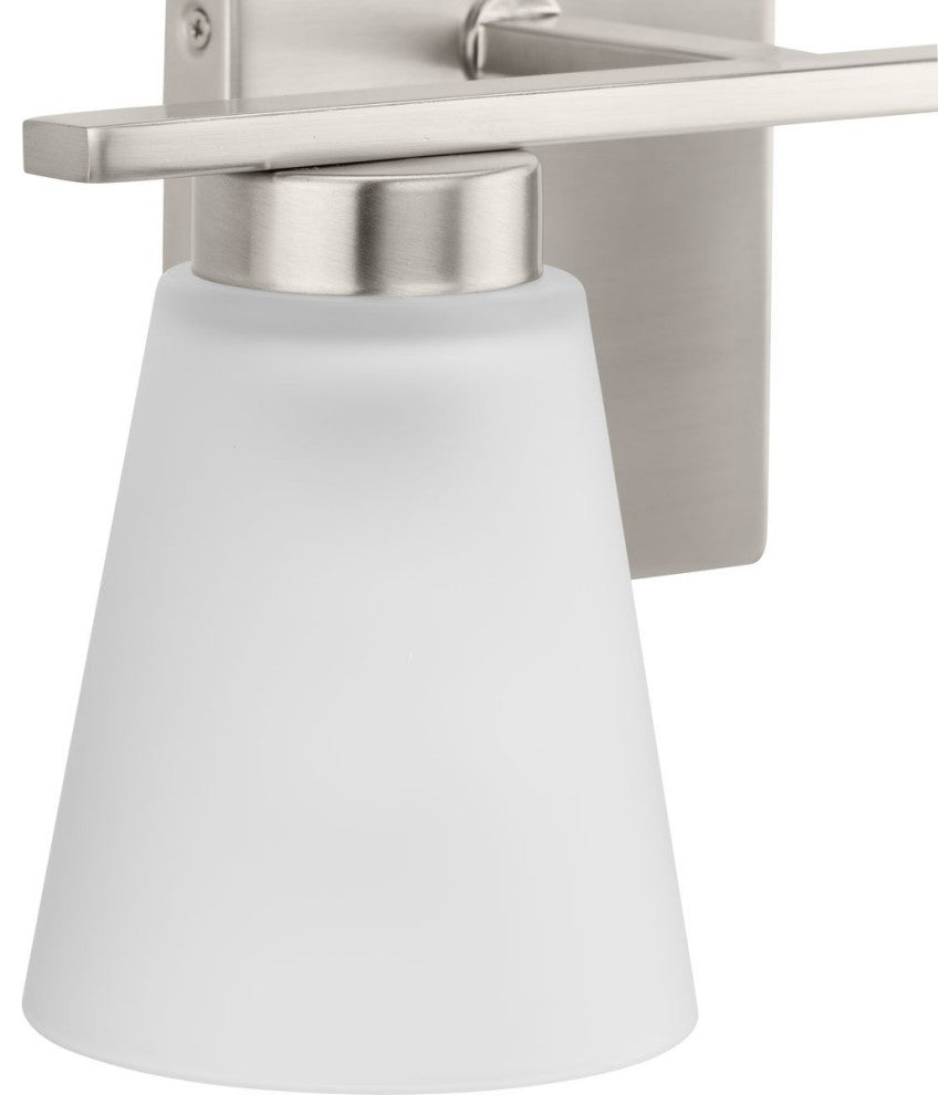 Tanner Collection Two-Light Transitional Vanity Light, Brushed Nickel