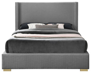 Royce Linen Upholstered Bed, Gray, Full