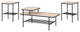 3 Piece Tiered Mixed Material Accent Table Set - Birch