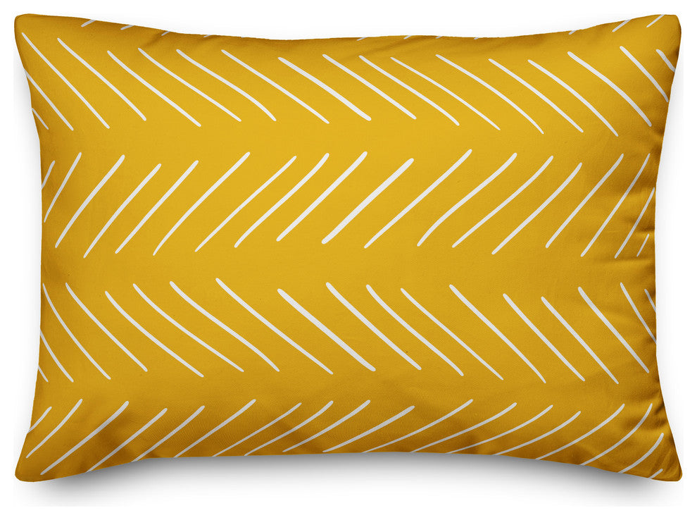 White and Yellow Modern Chevron 14x20 Lumbar Pillow