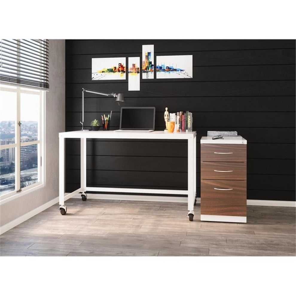 Hirsh Ready-to-assemble 48-inch Wide Mobile Metal Desk White