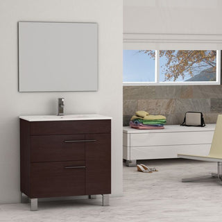 Cup Modern Bathroom Vanity With Integrated Sink, Dark Brown, 31.5"