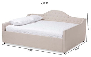 Mira Fabric Upholstered Daybed, Light Beige, Queen