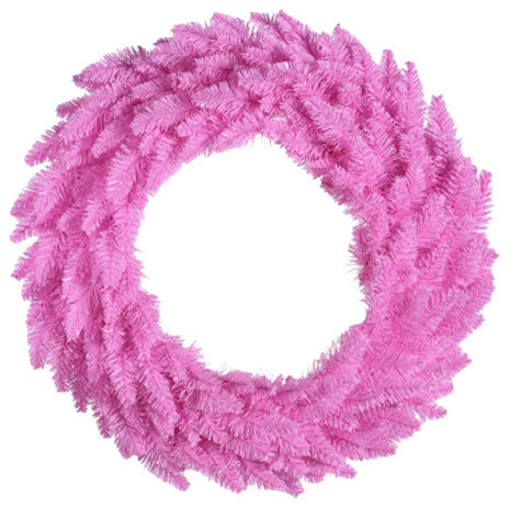 36" Pre-Lit Pink Ashley Spruce Christmas Wreath, Clear and Pink Lights