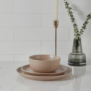 Stone Lain Logan Stoneware 24 Piece Dinnerware Set, Beige