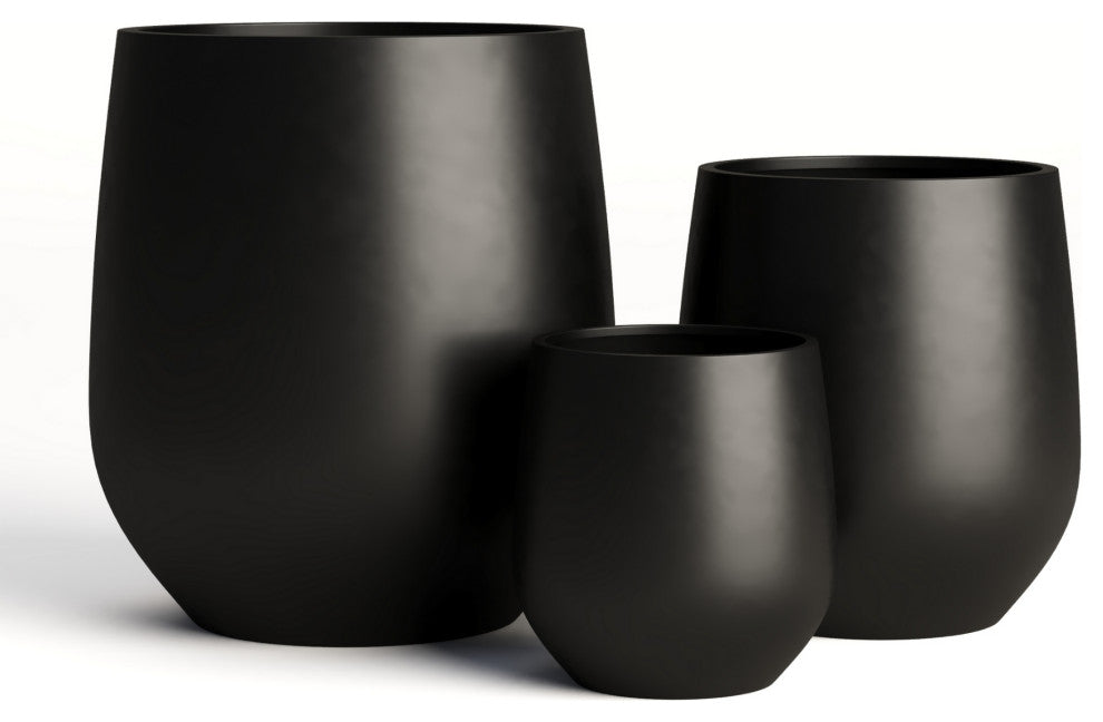 DTY Signature Mount Wilson 1-piece Fiberstone Tapered Planter, Black, Small