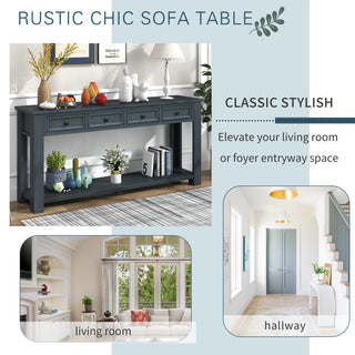 63"x30" Rustic Chic Console Table with Drawers and Shelf for Entryway Hallway, Navy
