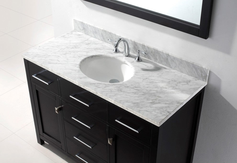 Caroline 48" Single Bathroom Vanity Set Espresso, Marble Countertop