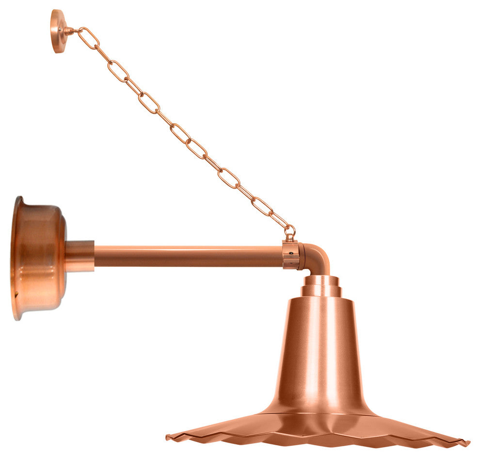 20" Iris LED Wall Light With Metropolitan Arm With Chain, Solid Copper