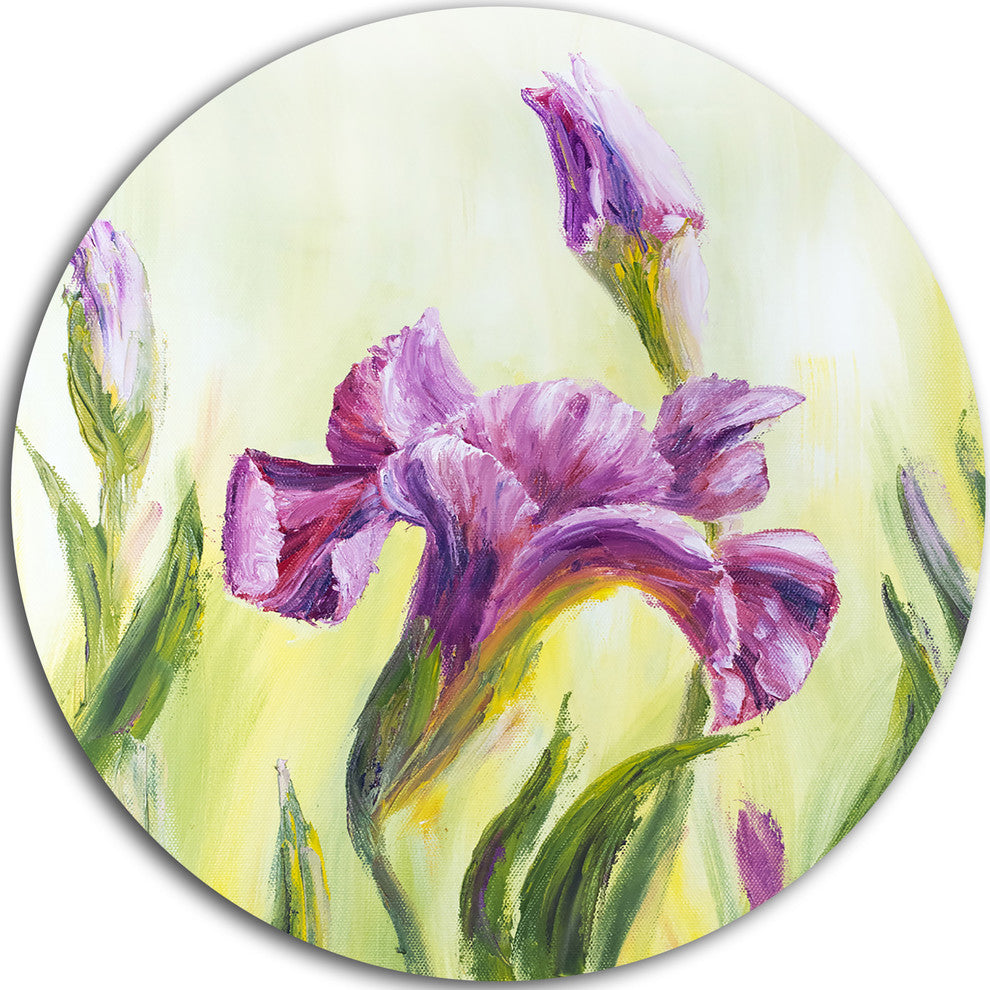 Dancing Irises, Floral Disc Metal Wall Art, 23"