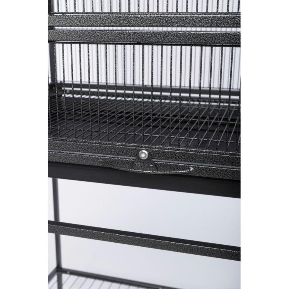 Powder-coated steel construction Flight Cage With Stand, Black