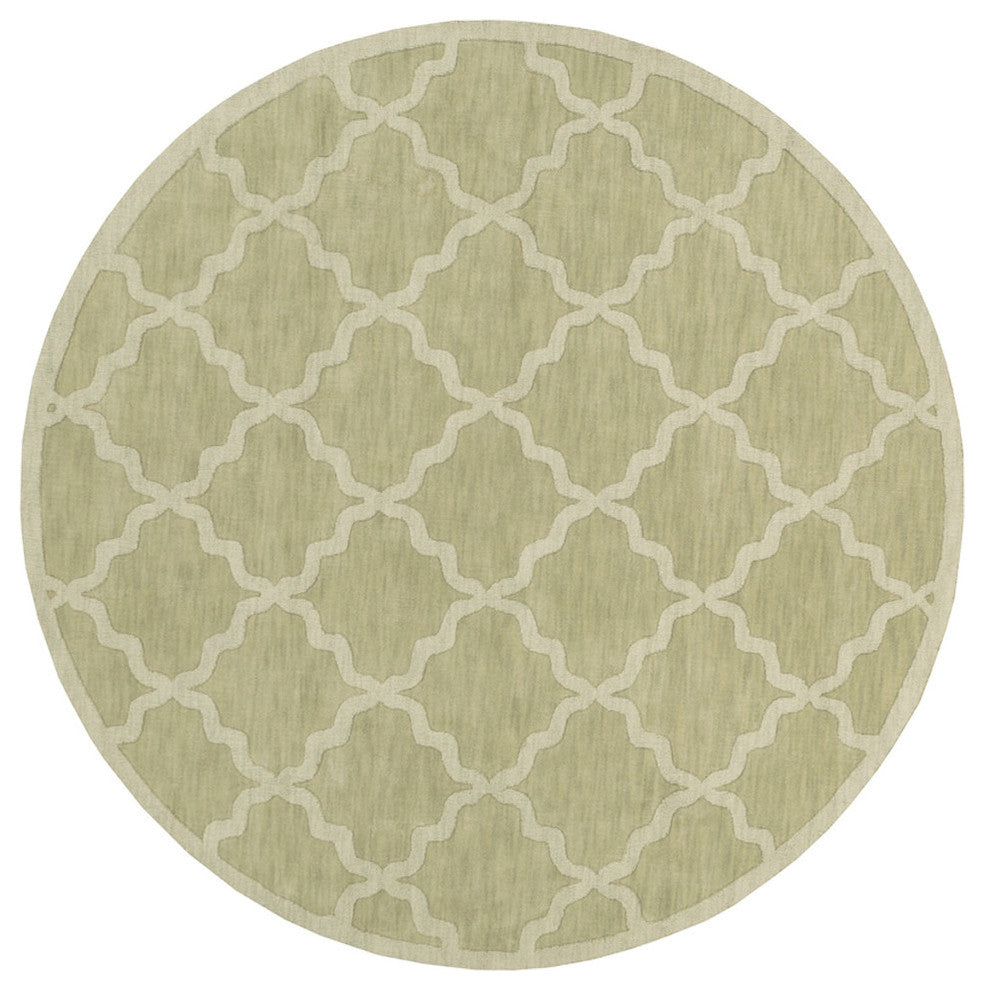 Central Park Solid and Border Grass Green Area Rug, 7'9" Round
