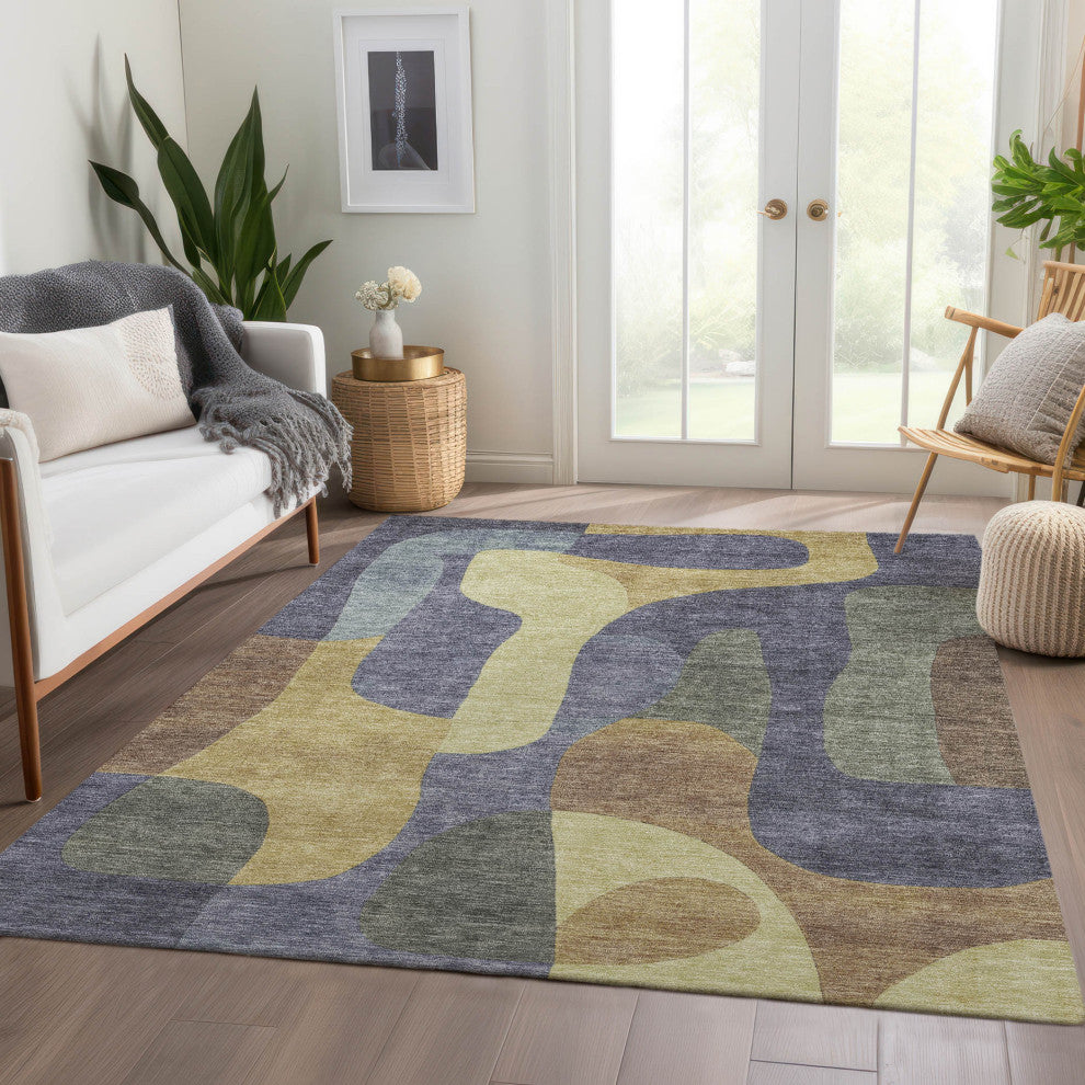 Machine Washable Indoor/Outdoor Chantille ACN1867 Purple 9' x 12' Rug