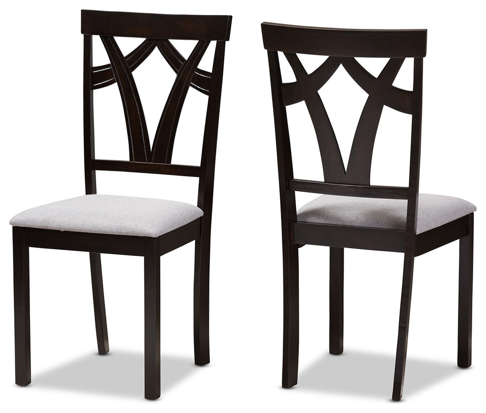 Sylvia Modern Gray Fabric and Dark Brown Finished 5-Piece Dining Set
