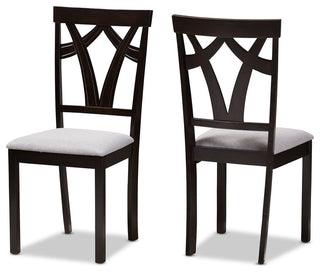 Sylvia Modern Gray Fabric and Dark Brown Finished 5-Piece Dining Set