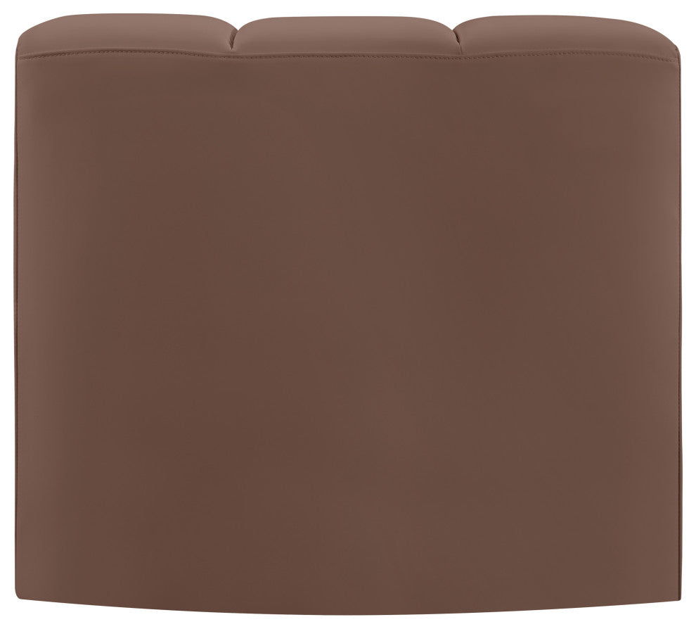 Arc Upholstered Modular Component, Brown, 1-Piece: Curved Corner, Vegan Leather
