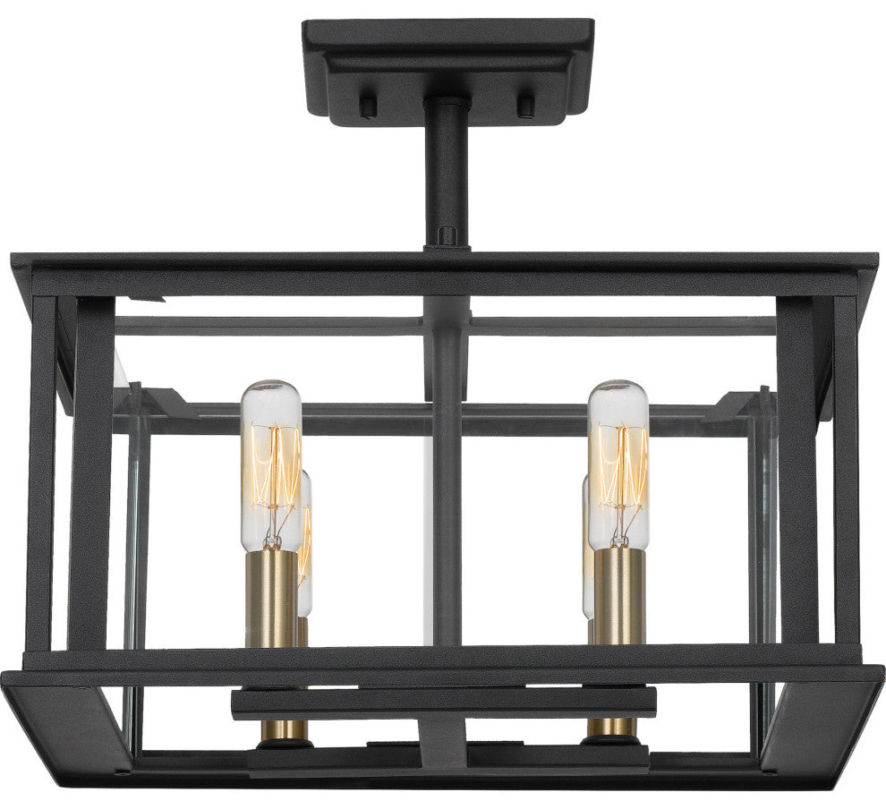 Quoizel CDL1714EK Four Light Semi-Flush Mount, Earth Black Finish