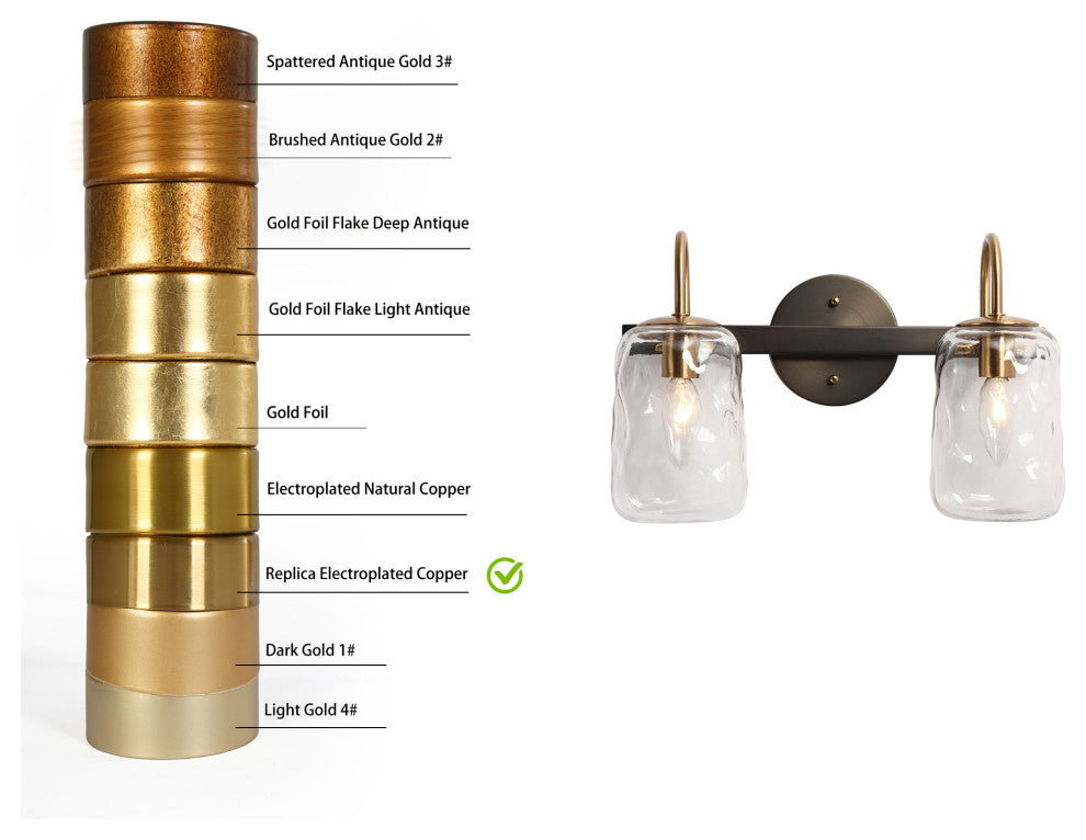 LNC Matte Black and Polished Gold Mason Jar Modern Wall Sconces, 2 Lights