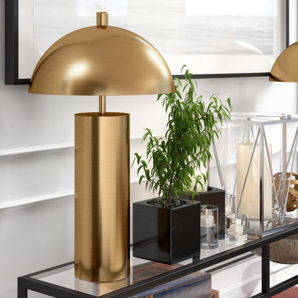 York 27 Tall Table Lamp with Metal Shade in Brass/Brass
