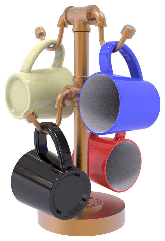 Pipeline Countertop 4 Coffee Mug Holder, Brushed Bronze