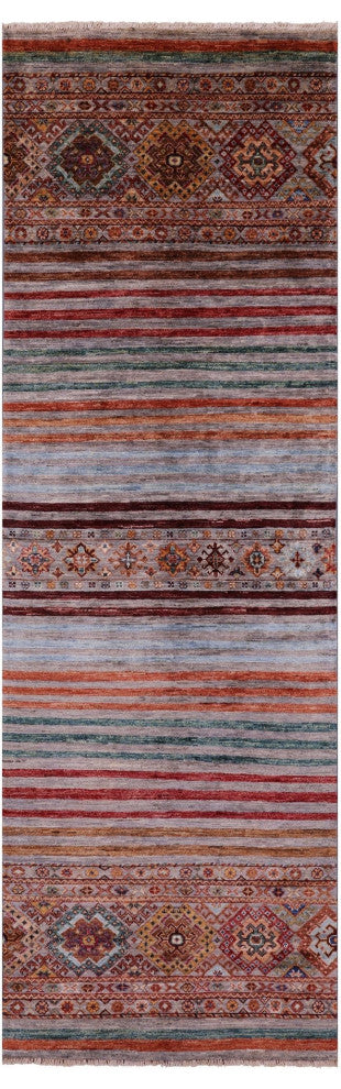 2' 10" X 8' 7" Runner Khorjin Super Kazak Handmade Wool Rug - Q12575