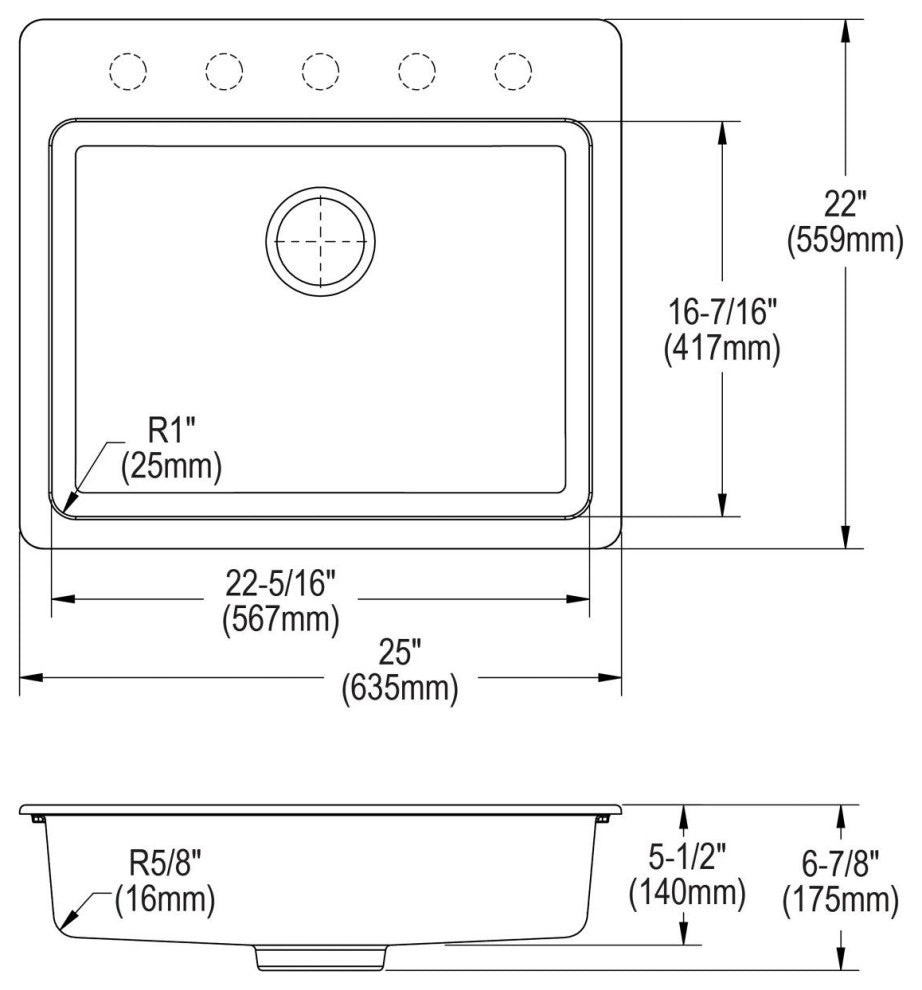 ELGAD2522PDMC0 Quartz Classic 25" x 22" ADA Sink with Perfect Drain, Mocha