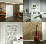 Classic Moments, Romantic Renaissance Striped Damask Cream Wallpaper Roll