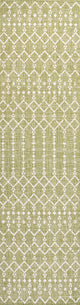 Ourika Moroccan Geometric Indoor/Outdoor Rug, Light Green/Cream, 2x8