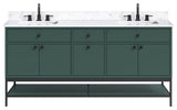 Paisley Vanity Combo, Cala White Engineered Top, 72", Everglade Green, Double Sink