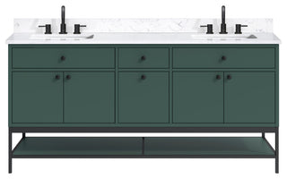 Paisley Vanity Combo, Cala White Engineered Top, 72", Everglade Green, Double Sink