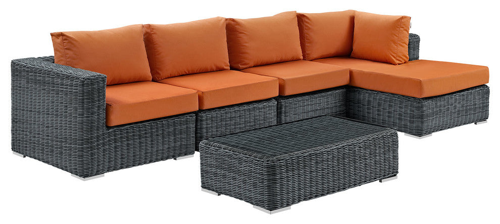 Canvas Tuscan Summon 5-Piece Outdoor Patio Sunbrella Sectional Set