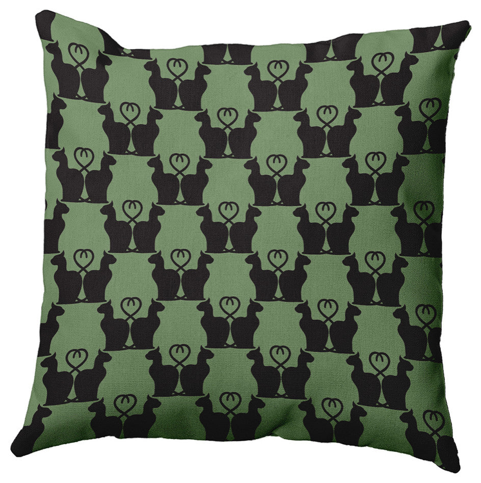 18" x 18" Cat Clowder Decorative Throw Pillow, Sage