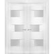Interior French Double Doors Opaque Glass / Sete 6933 White Silk /36x84