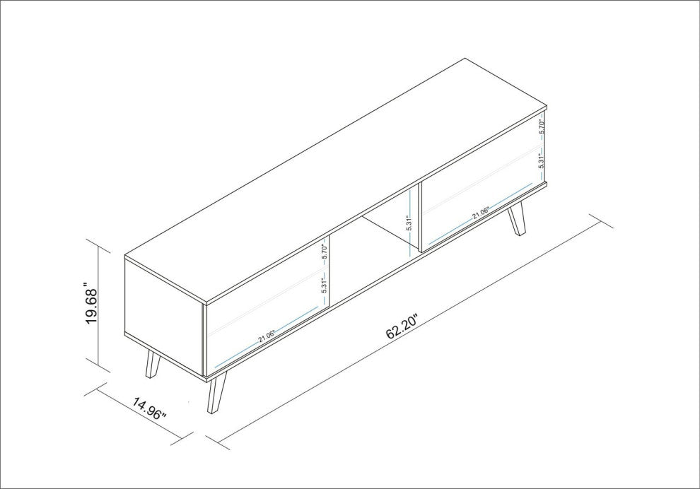 Doyers 62" TV Stand, White and Nut Brown