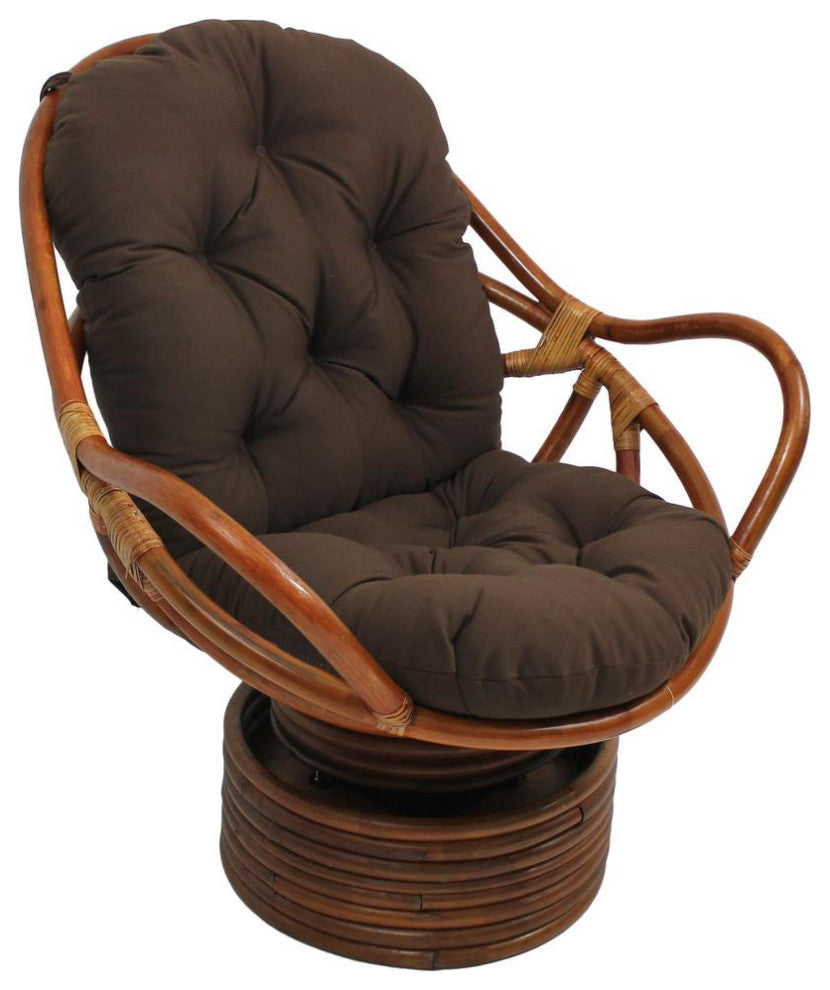 48"x24" Solid Twill Swivel Rocker Cushion, Chocolate