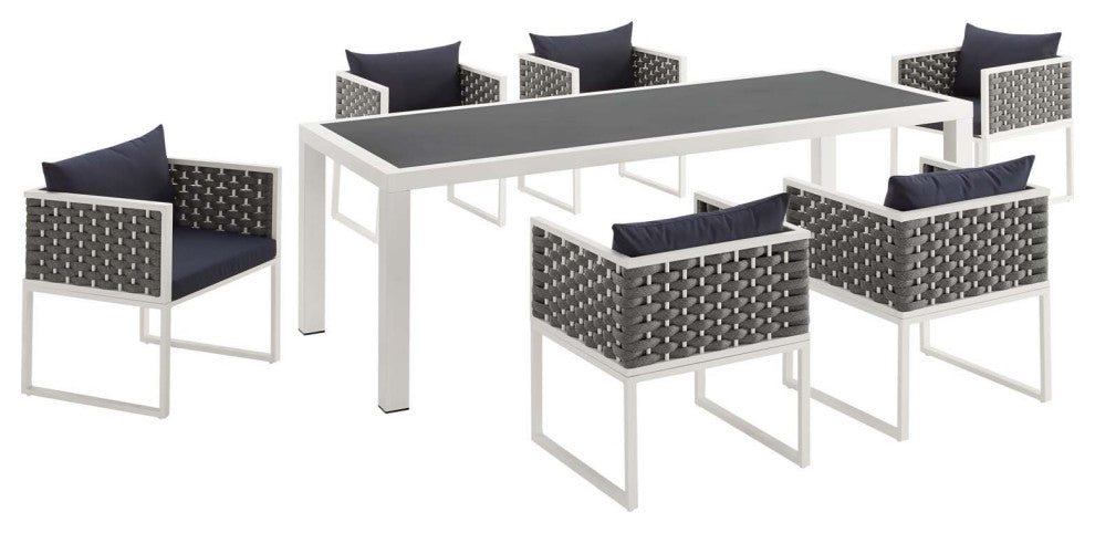 Stance 7 Piece Outdoor Patio Aluminum Dining Set