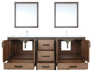 Ziva 80 Barnwood DB Vanity, Cultured Marble Top, Square Sink, 30 Mirrors, Faucet